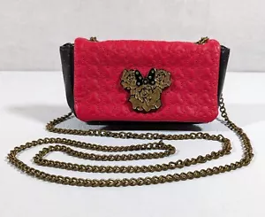 Bolso Pequeño Minnie Mouse Rojo Negro Parques Disney Bandolera Cadena Correa Orejas Rosa - Imagen 1 de 11