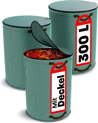 3 Gartensack mit Deckel 300 L Laubsack Garten Abfallsack Säcke Tasche Behälter  - Bild 1 von 4