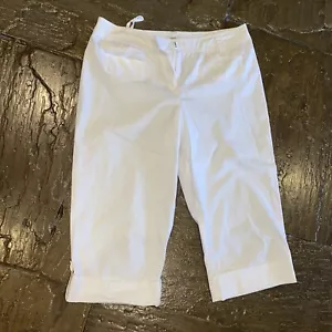 Liz and Co Women 12 Stretch cotton cropped trousers white VGC - Picture 1 of 3