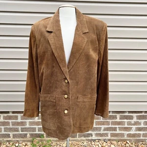 The Limited Vtg Womens Brown Black Suede Leather Houndstooth Blazer Jacket M - Picture 1 of 11