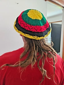 Jamaica Reggae Bob Marley Hippie 70s Beanie Knitted Rasta Hat Cap Dreadlocks. - Picture 1 of 4