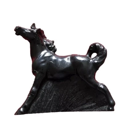 Black Resin Horse Lucky Charm Statue Feng Shui Figure Equestrian - Image 1 of 4