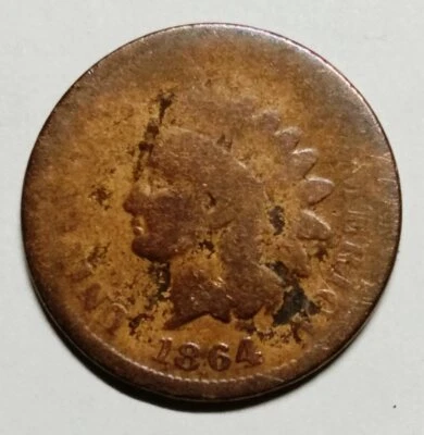 1 Cent "Indian Head Cent" USA -1864 - Reverse Rotated About 20 Degrees - Error - Image 1 of 2