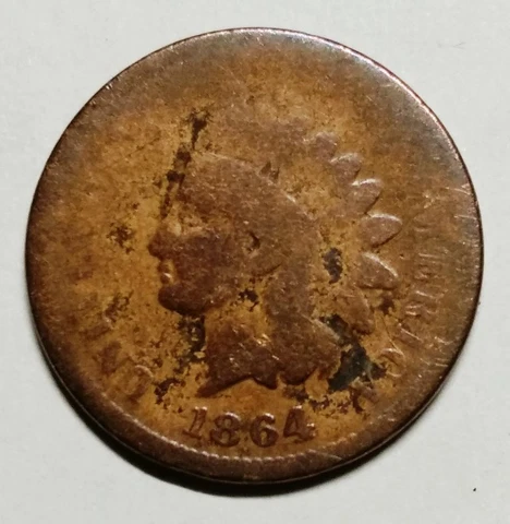 1 Cent "Indian Head Cent" USA -1864 - Reverse Rotated About 20 Degrees - Error Cover