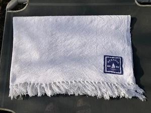 NATURAL OFF WHITE TASSELLED THROW CALICO SEASIDE LOOK 160 cms x 125 cms approx . - Picture 1 of 3
