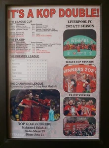 Liverpool FA Cup & League Cup double - 2021/22 season - framed print - Picture 1 of 2