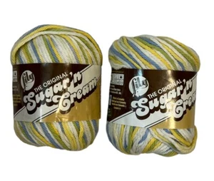 Sugar 'N Cream Ombre Yarn, 2oz, Gauge 4 Medium 100% Cotton, Cool Breeze Lot of 2 - Picture 1 of 5