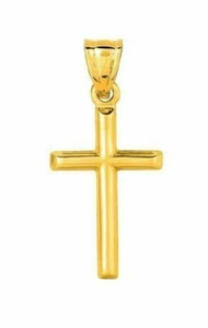 1" Polished Petite Cross Real 14K Yellow Gold 0.5gr - Picture 1 of 2