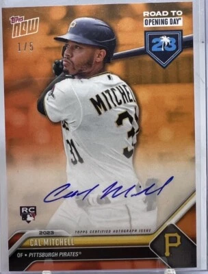 Topps Now Road To Opening Day Cal Mitchell Auto A-32 Orange Parallel 1/5 RC - Image 1 of 2