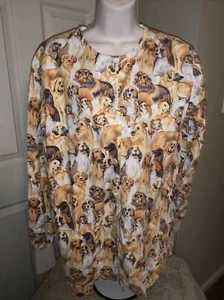 PEACHES Uniform Golden Retriever Collie Beagle Dog Vet Nurse Top Sz M ❤️tb12m1 - Picture 1 of 8