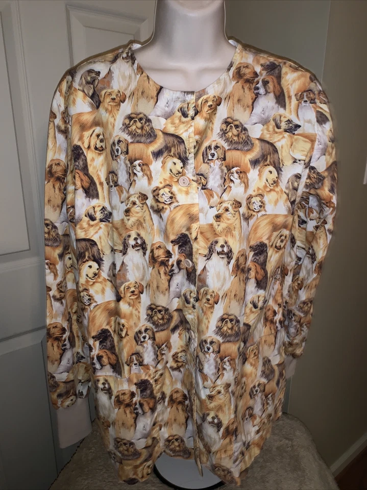 PEACHES Uniform Golden Retriever Collie Beagle Dog Vet Nurse Top Sz M ❤️tb12m1 - Image 1 of 4