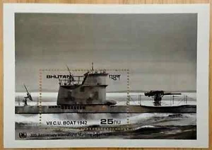 VINTAGE Bhutan 1989, Ships U-Boat, Souvenir Stamp Sheet Scott #751 MNH Gem Grade - Picture 1 of 2