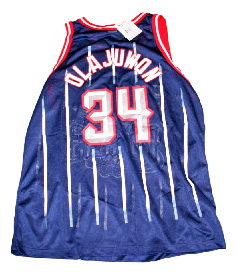 Hakeem Olajuwon Autographed Authentic Original Champion Rockets Jersey JSA - Image 1 of 4