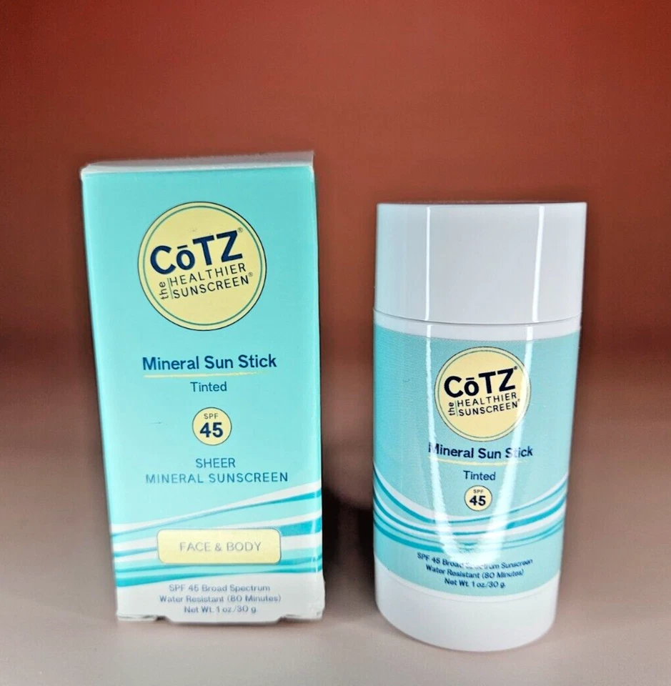 Cotz Mineral Sun Stick Tinted SPF 45 Sheer Mineral Sunscreen Face & Body 1oz NEW - Image 1 of 1