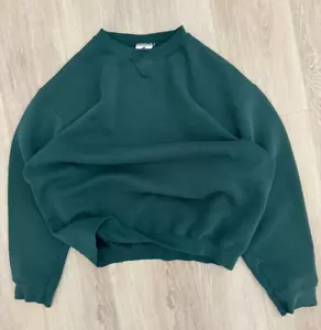 vintage 90s Blank Forest Green Sweatshirt sz XL USA Made Pro Spirit Russell Like - Picture 1 of 7