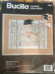 Nuevo Sellado De Colección 1990 Bucilla Southwest Muestreador Kit de Punto de Cruz Contado 40492 EE. UU. - Imagen 1 de 2