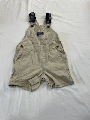 OshKosh B'Gosh overalls Khaki Beige Jean Boys Girl Kids Toddler Size 18m Buttons - Image 1 of 4