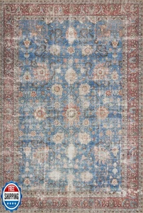 Loloi Loren Collection LQ-01 Blue/Brick 2'-3" x 3'-9" Accent Rug - Picture 1 of 3
