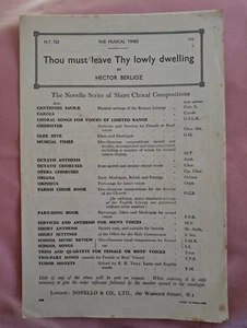 Thou Must Leave Thy Lowly Dwelling Berlioz Shepherd's Farewell SATB Novello - Picture 1 of 1