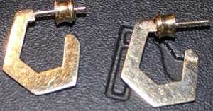 14K  Cellini Yellow Gold Huggie Half Hoop Earrings 1/2"Long - Picture 1 of 7