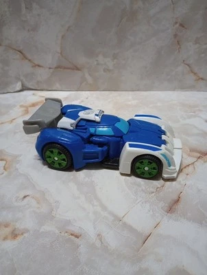 Transformers Playskool Rescue Bots Blurr Race Car Bot Figure Blue & White !!! - Image 1 of 4