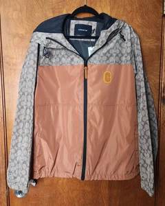 Coach Men's Tan/Rust Signature Full Zip Windbreaker Jacket - Size XXL - C8104 - Picture 1 of 7