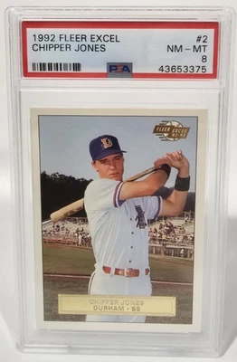 1992 Fleer Excel #2 Chipper Jones PSA 8 - Image 1 of 2