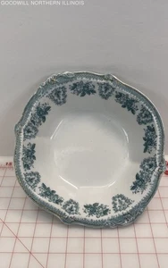 Vtg WH Grindley Brussels Green Transferware Pottery Round Serving Bowl #303723 - Picture 1 of 6