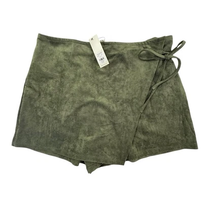 NUEVA Falda Francescas Wrap it up Skort Mujer Grande Verde Ejército Ultra Gamuza Vegana Foto 1 de 4