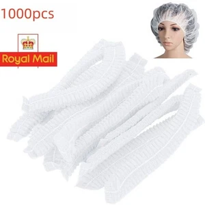 100 Disposable Caps Hair Net Food Catering Kitchen Mob Non Woven Workwear Hat UK - Picture 1 of 28