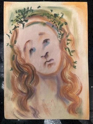 Salvador Dali Drawing on paper (Handmade) signed and stamped mixed media - Image 1 of 4