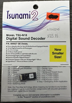 Soundtraxx #885027 Tsunami 2 Model TSU-N18 Digital Sound Decoder - GE Diesels - Image 1 of 4