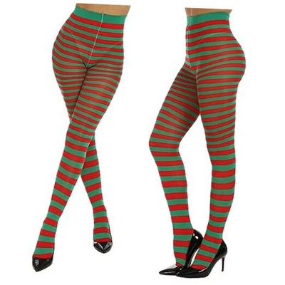 Medias a rayas de Halloween para mujer medias de bruja longitud completa talla única rojo + verde Foto 1 de 4