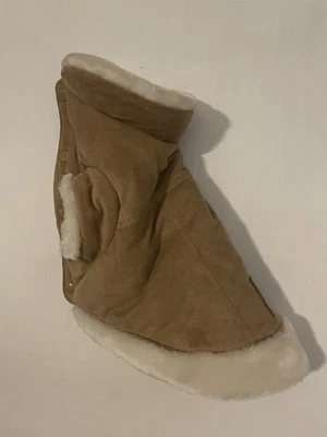 Dog Faux Suede Jacket With Fleece Collar And Lining Size Small Brown Warm Cozy - Image 1 of 4