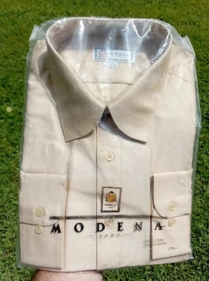 New Modena 17-1/2 " Neck 34"-35" Sleeve Tan Brown Men's Dress Shirt XL  $38 - Image 1 of 4