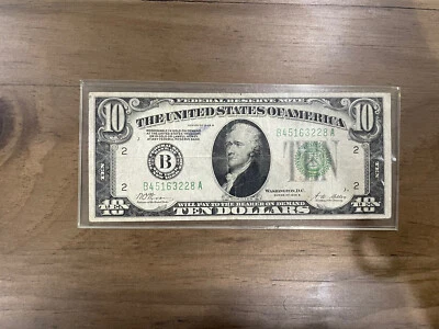 GOLD ON DEMAND---1928 B 10 DOLLAR FEDERAL RESERVE NOTE OF NEW YORK RARE! - Image 1 of 2