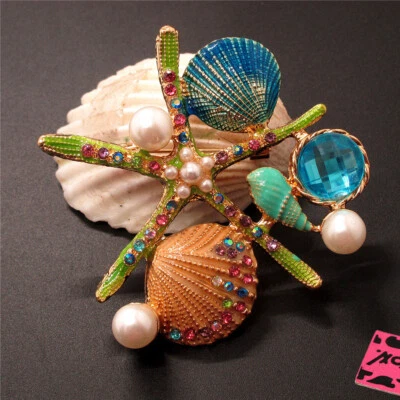 Nuevo Broche Prendedor Esmalte Verde Estrella de Mar Cristal Regalos de Vacaciones Dije Regalo Foto 1 de 4