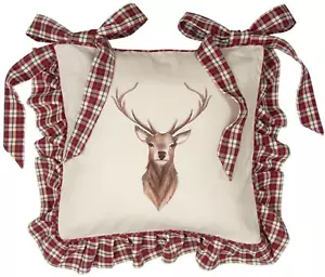 Stuhlkissenbezug 40 x 40 cm Baumwolle Hirsch Hirschmotiv Cosy Lodge Clayre & Eef - Bild 1 von 2