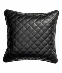 Cojín de una pieza funda decente decoración genuina suave piel de cordero almohada de cuero negro - Imagen 1 de 2