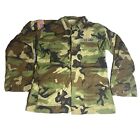 U.S Army Camo Jacket Mens M Medium USA Flag Patch Embroidered Button Up Military