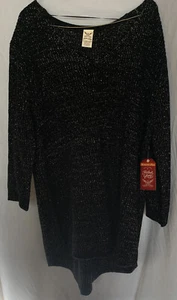 Faded Glory Damen Plus Shaker Pullover Größe 2X 18W/20W schwarz Ruß/gold Oberteil - Bild 1 von 7
