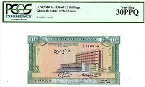 Ghana … P-1a … 10 Shillings … 1958 … *VF* PCGS 30 PPQ. - Picture 1 of 2