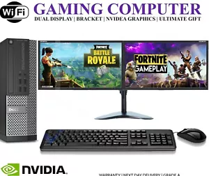 ULTRA FAST Gaming PC Bundle Intel Core i7 16GB 1TB Windows 10 GT710 DUAL SCREEN - Picture 1 of 5