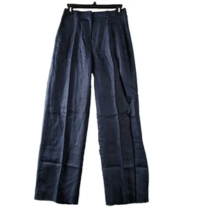 New J Crew Womens Pant Size 0 100% Linen Blue Essential Wide Leg Career Wear - Picture 1 of 5