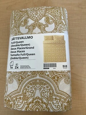 NEW IKEA JATTEVALLMO Yellow & White Paisley Duvet Cover Set Size Full/Queen - Image 1 of 3
