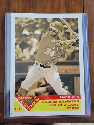 Tarjeta póster Bryce Harper Topps Heritage Now And Then 10x14 edición dorada 1/1 🔥  Foto 1 de 2