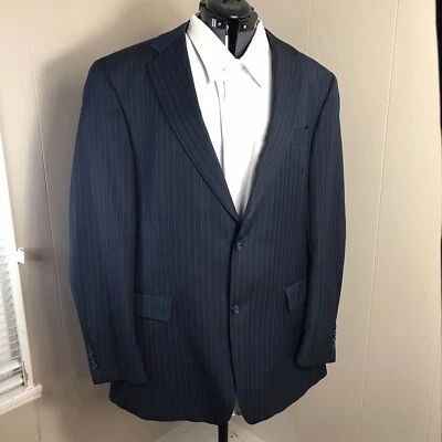 Hart Schaffner Marx спортивное пальто мужское 44L синее в тонкую полоску шерстяной костюм куртка - Изображение 1 из 4