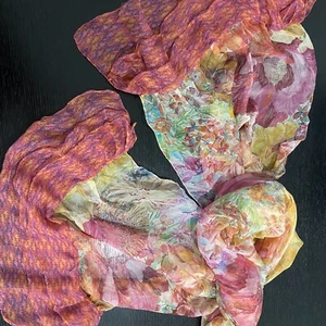 Long 300cm x 55cm Crinkle Frilled 100% Silk Chiffon Scarf AB3 - Picture 1 of 4