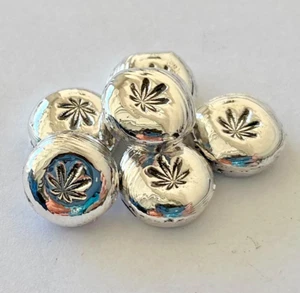1 oz Silver PROOF .999 six 5 gram hand poured bar cannabis marijuana pot leaf 6 - Picture 1 of 9