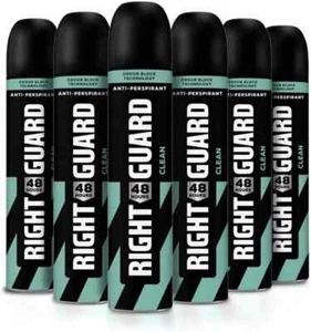 6 X 250ml XL RIGHT GUARD CLEAN FOR MEN 48hr PROTECTION ANTI-PERSPIRANT SPRAY - Picture 1 of 5